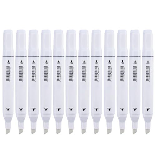 12Pcs Alcohol Markers Pure Color Series,Dual Tip Art Solid Color Markers Set for Adults Beginner Drawing Sketching(Colorless Blender) - color: Colorless Blender