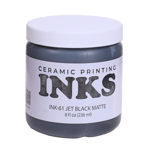 AMACO Ceramic Printing Ink, 8 oz. (236 mL), INK-61 Jet Black Matte | Cone 05-10 Intermixable Ceramic Printing Ink for Screenprinting, Monoprinting, and More on Bisque and Unfired Clay - color: Ink-61 Jet Black