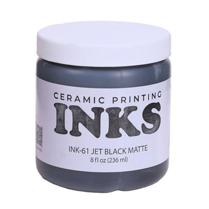 AMACO Ceramic Printing Ink, 8 oz. (236 mL), INK-61 Jet Black Matte | Cone 05-10 Intermixable Ceramic Printing Ink for Screenprinting, Monoprinting, and More on Bisque and Unfired Clay - color: Ink-61 Jet Black