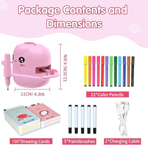 Drawing Robot for Kids, Voice Interactive Educational Drawing Robot, Montessori Painting Learning Toys with 150 Cards, Christmas Birthday Party Gift for 3 4 5 6 7 8 Years Old Girls Boys - color: Pink