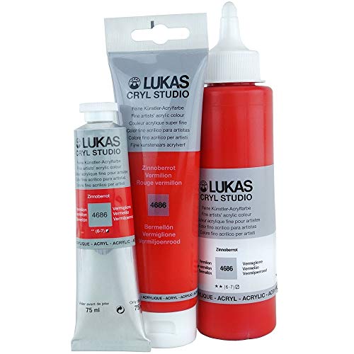Lukas CRYL Studio Artist Acrylic Paint, Cadmium Yellow Hue, 250 ml Bottle - High Pigment Acrylic Paints for Canvas Painting, Large Scale Works - Medium-Viscosity, Water-Mixable, Fast Drying