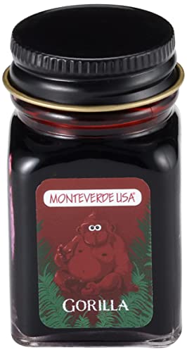Monteverde Jungle Fountain Pen Ink, 30ml, Gorilla (Red) | Animal-inspired fountain pen ink with bold color, smooth flow, and creative writing personality. - color: Gorilla (Red)