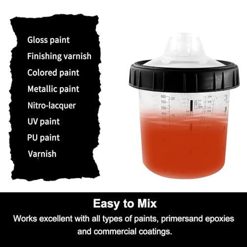 Disposable Paint Spray Gun Sprayer Cup Liners & Lid System, 50 Standard 20 Ounce (600ml) Kit - 190 Mic- 50 Cup Liners, 50 Lids with Strainer, 1Hard Cup with Retainer Ring 20 Plugs,2 Cup Adapter - size: 20 Ounce (190Mic) Kit-50PCS+2 Adapters