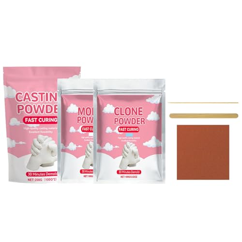Fast Curing Plaster Powder 100g, Water Activated Casting Powder Kit for Mold Making & Hand Sculpture, DIY Craft Clone Powders for Beginners Art Projects, Includes Tools