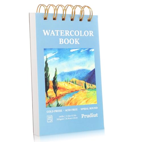 35 Sheets Watercolor Paper Pad 3.5x5.5 Inch, 140 lb/300 GSM Cold Press Water Color Sketchbook Spiral Bound Watercolor Notebook for Art Painting, Journal, Drawing, Mixed Media - size: 3.5x5.5 Inch