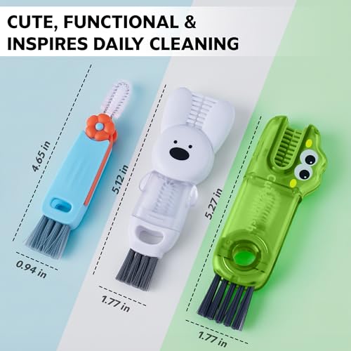 Cup Lid Cleaning Brush, 3 in 1 Lid Cleaner for Tumblers and Water Bottles, Gap Cleaning Brush with Straw Hole Detail Tool, Multifunctional Brush for Daily Use (Blue Green) - color: Blue Green
