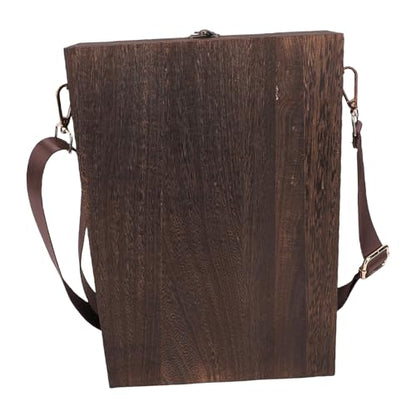 NOENNULL Wooden Writer Messenger Box Handmade Multifunctional Artist Tool Organizer with Adjustable Compartments Portable Sketch Box