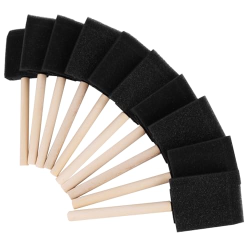 ZUFECY 10-Pack Sponge Brushes 2 Inch - Wood Handle Foam Paint Brushes for Staining, Craft, Varnishes & DIY Painting Projects
