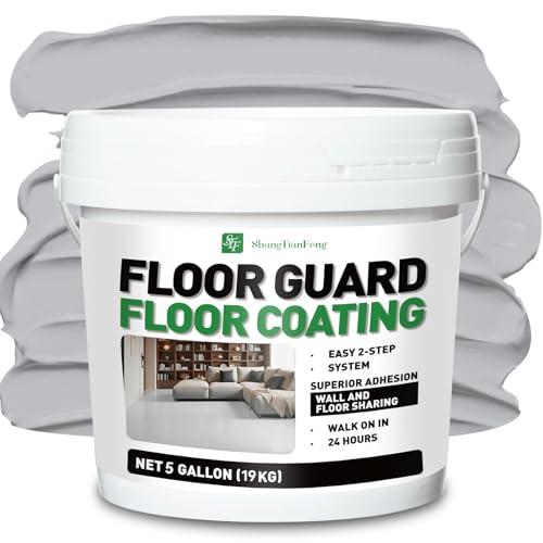 Professional Floor or Wall Paint Kit Smoke grey, 5 gallon, 800-1000 sq.ft) - Smoke grey Acrylic Concrete Coating for Garages & Indoor,outdoor | Single Component Formula | Scratch Resistant & Low VOC | Indoor and outdoor compatiblee - color: Smoke grey, si