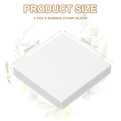 PATIKIL 4Pcs 2X2" Rubber Carving Blocks, Soft Linoleum Art Carving Block Square Crafts Stamp Making for Printmaking Stamps Carving Supplies, White - color: White