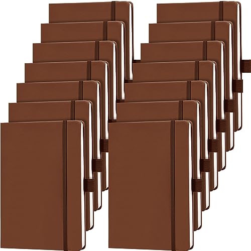 Laumoi 14 Pack Hardcover Journal Notebooks Bulk Journaling Notebook Wide Ruled PU Leather Ruled Lined Journals with Pen Holder for School Business Work Writing (Brown,A5) - color: Brown, size: A5