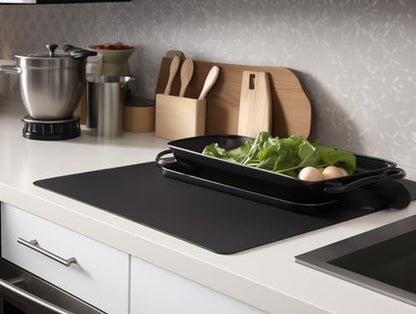 Silicone Placemats, Food-Grade Non-Slip Waterproof, Dining, Stain Resistant, Countertop Protector, Kitchen Counter Mat, Heat Resistant, Baking mat Dishwasher Safe (Black, 1) - color: Black, size: 23.6 x 15.7 in - 1pc (0.05 in)