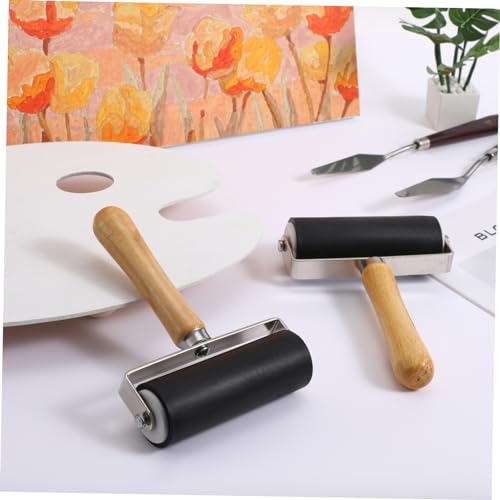 PLAFOPE Ink Set 2pc Printmaking Rollers Flat Surface for Ink Spreading on Art Projects