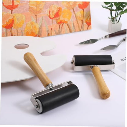 PLAFOPE Ink Set 2pc Printmaking Rollers Flat Surface for Ink Spreading on Art Projects