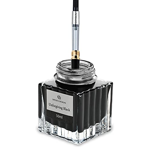 Dryden Designs Ink Bottle for Fountain Pen - Luxury Edition Smooth Flow | Compact Designed 50ml Unforgiving Black - color: Black [Unforgiving Black] Ink Bottle