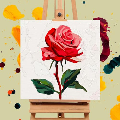 Offito Framed Paint by Numbers Kit for Adults Beginners & Kids Ages 8-12, Rose Flower Acrylic Easy Paint by Number with Frame, Number Painting Kits on Canvas Framed (12 * 12 Inch, Without Easel) - color: BOP1PF12, size: 12 x 12 Inch