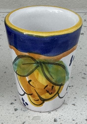 Hand Painted Italian Ceramic Limoncello Glasses - Set of 4 Lemon Shot Cups, Artisan Cordial Glasses, Made in Italy