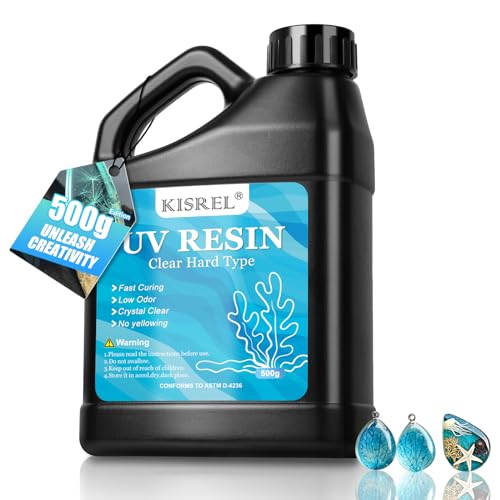 KISREL UV Resin 500g-Upgraded UV Resin Kit, Hard Type Crystal Clear Ultraviolet Curing UV Epoxy Resin for Craft Jewelry Making - size: UV500g