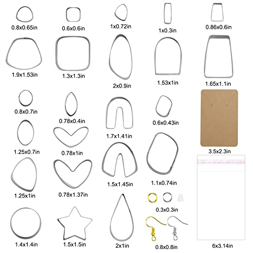 Polymer Clay Cutters, Majhulla 23 pcs DIY Clay Cutters Shapes for Polymer Jewelry Maker with Earring Cards Hooks DIY Plastic Bags Stain Steel Clay Earring Cutters for Polymer Jewelry Making