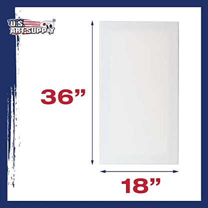 U.S. Art Supply 18 x 36 inch Stretched Canvas 12-Ounce Triple Primed, 6-Pack - Professional Artist Quality White Blank 3/4" Profile, 100% Cotton, Heavy-Weight Gesso - Acrylic Pouring, Oil Painting