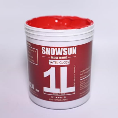 SNOWSUN Red Acrylic Paints, Large Bulk Heavy Body Acrylic Paint (1L，About a quarter of a gallon) - Non Toxic Gloss Thick Art Paint for Multi-Surface, Canvas Wood Ceramic and Leather, Stone Craft, for Artists & Beginners - color: red