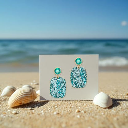 CHGCRAFT Ocean Wave Clay Texture Mat Bohemian Clay Modeling Pattern Pad Line Art Plant Texture Sheets for Polymer Clay Making Earrings Jewerly Tools, 4×2.6 inch - style: Ocean Wave