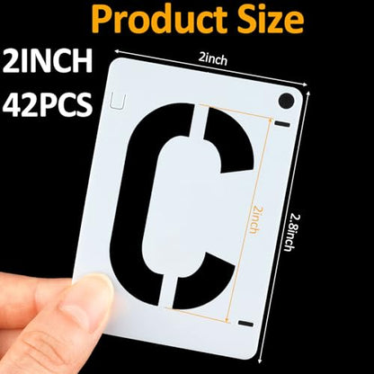 42 PCS Letter Stencils for Painting, Spray Paint Stencil, Alphabet Stencils for Crafts Reusable on Wood, Wall, Rock, Fabric, Sign, School DIY Art Projects （2 Inch - size: 2 Inch