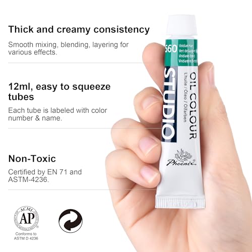 24x12ml/0.4 Fl Oz Tubes Oil Paint Set & 5 Pieces High Flexible Palette Knife Set