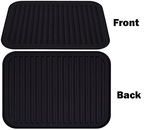 dealcase 9"X12" Environmental Silicone Mats, Premium Quality Insulated Flexible Durable Non Slip Coasters Hot Pads Hot Dishes, Pots Pans - Waterproof Trivet mat, Tableware Pad, Hygienic Safety, Black - color: Black