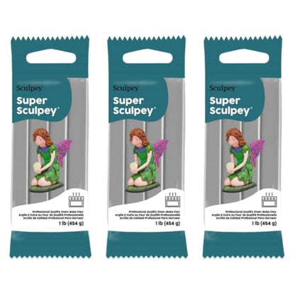 Super Sculpey Professional Quality Oven-Bake Polymer Clay, Gray, 1 lb. (Pack of 3) - size: Gray, 1 lb. (Pack of 3)