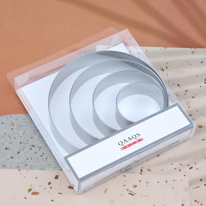 Circle Round Biscuit Cookie Cutter Set - Large Donut Cutter Ring Molds - 5 Inch, 4 Inch, 3 Inch, 2 Inch - Geometric Plaque Cookie Cutters Shapes - Stainless Steel - color: Circle