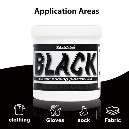 Shaliteink® Screen Printing Plastisol Ink Black - Highly Opaque Screen Printing Ink for Cotton, Polyester and Other Fabrics (16oz.) - color: Black, size: 16 fl oz