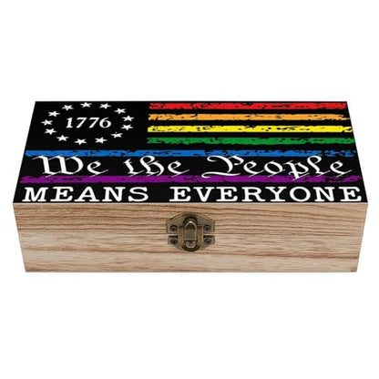 Pride Flag We The People ﻿Rainbow Pride Flag Jewelry Box Wooden Rustic Multi-Purpose Organizer with Front Clasp for Jewelry, Crafts, Accessories & Small Items - color: style-2
