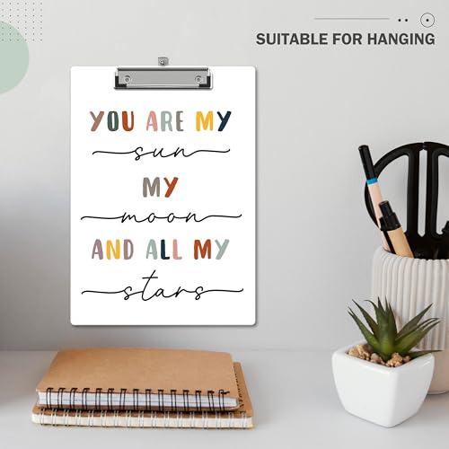 Therapist Clipboard, Affirmation ClipBoards with Low Profile Clip for Nurses Baby, Mental Health ClipBoards Suitable for School Office, 12.6 x 9 Inch Size - C09 - style: You Are My Sun My Moon And All My Star