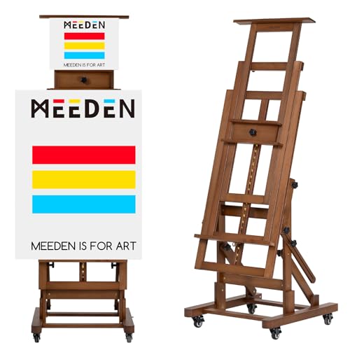 MEEDEN Extra-Large Art Painting Easel: Solid Beech Wood Artist Easel - Professional Heavy-Duty Studio Easel for Adults - Movable H Frame Floor Easel Stand for Painting Canvas up to 79" - color: Walnut