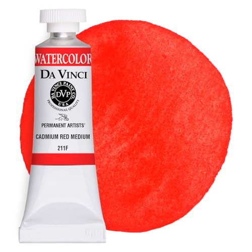 DA VINCI PAINTS Professional Artist Watercolor Paint, Cadmium Red Medium, 15mL - color: Cadmium Red Medium, style: 15mL