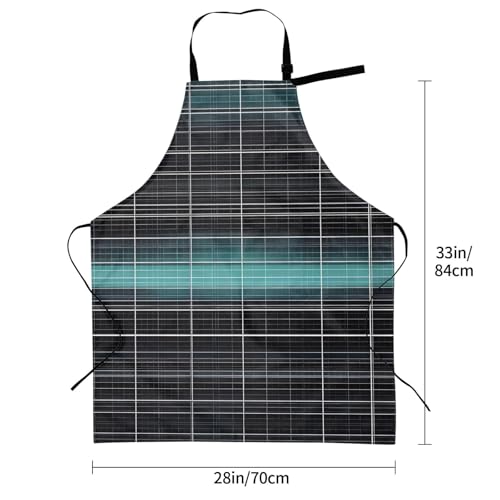 Round watercolor painting Heavy Duty Waterproof Apron with Pockets for AdultsResistant Grilling, Gardening, Painting - color: Dimensional Line Space