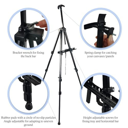 Art Painting Display Artist Easel Stand,Ns Jymb Portable Metal Adjustable Easels for Painting Canvases Height from 17 to 66 Inch - Carry Bag for Table-Top/Floor Displaying and Wedding Signs - Black - style: 66Black 1pack