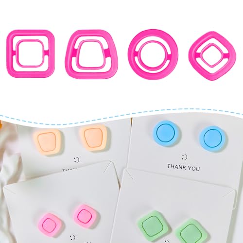 Xaekicr Polymer Clay Cutters Geometric Stud Earring Set – 4 Pairs Modern Clay Cutters for Polymer Clay Jewelry, Clay Tools and Molds for DIY Earrings - color: O color