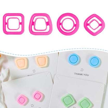 Xaekicr Polymer Clay Cutters Geometric Stud Earring Set – 4 Pairs Modern Clay Cutters for Polymer Clay Jewelry, Clay Tools and Molds for DIY Earrings - color: O color