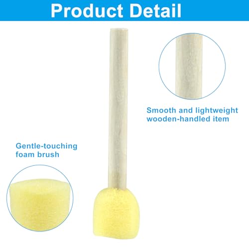 20 Pcs Round Sponge Brush Paint Set 4 Assorted Sizes Foam Sponge Wood Handle Paint Brush Set for Painting Crafts, DIY Painting Tools(4 Sizes) - style: 5 * 4Sizes
