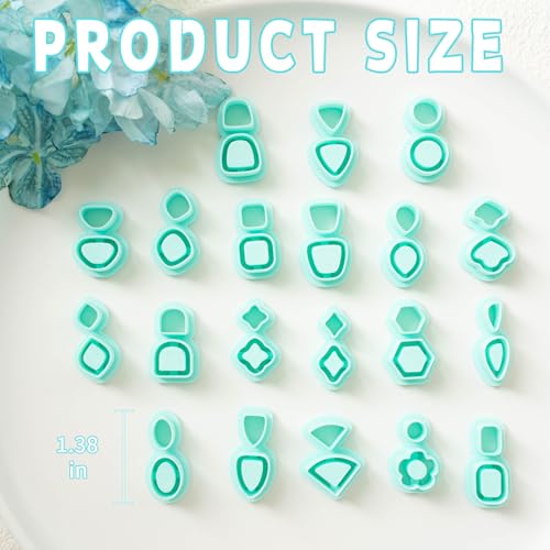 Tainsky 20 Shapes Embedded Polymer Clay Cutters - Gem Studs Clay Jewelry Making Tools, Earring Cutters (Studs) - color: Stud Set