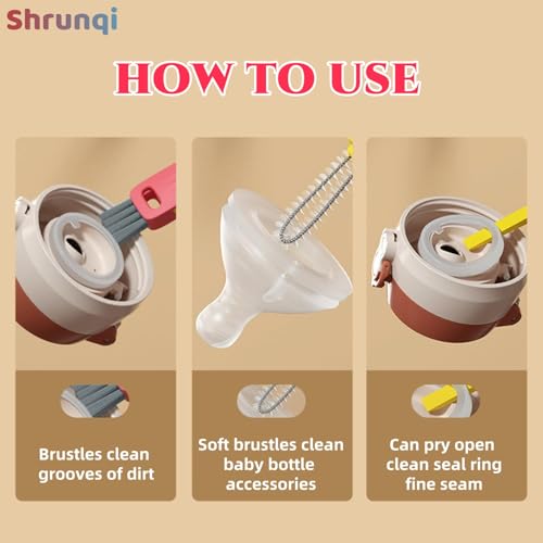 3 in 1 Bottle Cleaning Brush Set, Multifunction Silicone Cup Lid Gap Cleaner, Home Kitchen Crevice Cleaning Tools, Cute Colorful Rabbit，3 Pcs - color: 3pcs Multicolor