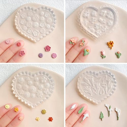 KEOKER Spring Polymer Clay Molds, Polymer Clay Silicone Molds, Butterfly Polymer Clay Mini Molds, 8pcs Earring Molds for Polymer Clay, Polymer Clay Molds for Jewelry(Substitute Micro Clay Cutters) - color: 8PCS Color
