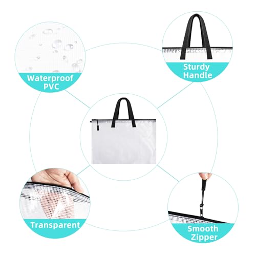 Klmnop Large Art Portfolio Bag, 34 x 47 Inch Art Portfolio Case Poster Storage Bag with Handle and Zipper, Portfolio Folder for Artwork(Clear)