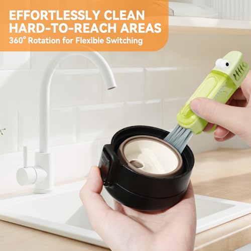 3 in 1 Cup Lid Gap Cleaning Brush Set, Multifunctional Bottle Cleaning Brush, Silicone Cup Lid Gap Cleaner, Home Kitchen Crevice Cleaning Tools (Blue) - color: Blue