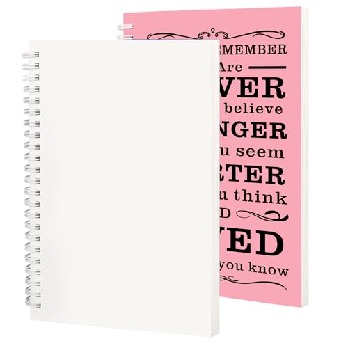 JOHSBYD 2Pcs Blank Spiral Notebook,Inspirational Gifts A5 Hardcover Sketch Book,Art Sketchbook for Drawing, Unlined, Plain Sketch Book for Women Men Work Writing,160 Pages (2, Blank Page Pink) - color: Blank Page Pink