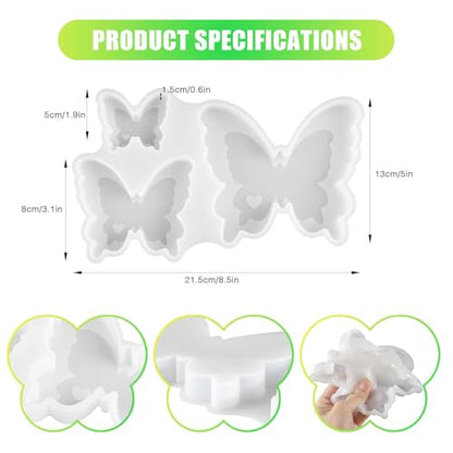 Butterfly Resin Molds, Butterfly Candle Molds Silicone, Flexible Effortless Demoldable Epoxy Molds for Resin Casting, Soap, Candle, Flowers Preservation, Spring Decor & Birthday Gifts