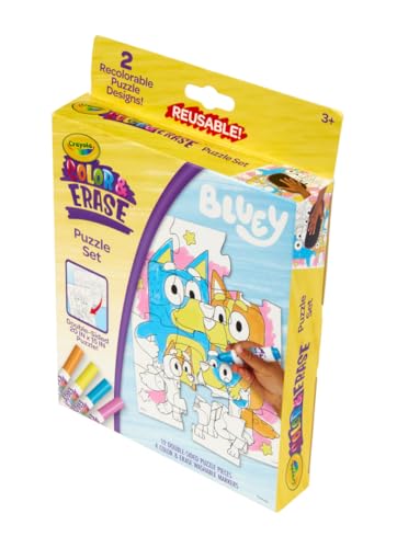 Crayola Color & Erase Bluey Puzzle Set, 12 Color in Puzzle Pieces, Reusable, Double Sided Kids Puzzle, Bluey Gift for Kids, 3+ - style: Color & Erase: Bluey Puzzle Set