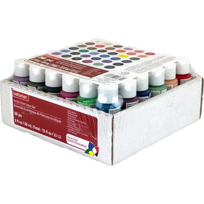 Craft Smart 36 Assorted Acrylic Paint Set - Non-Toxic Paint For Drawing, Painting, Art & Crafts Supplies - 1 Pack